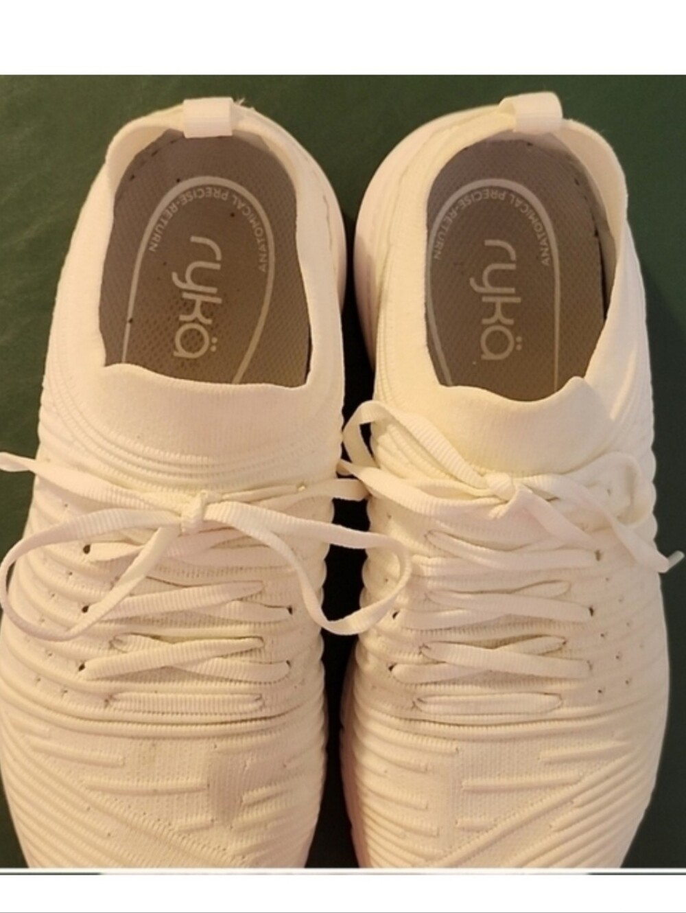 Ryka White Knit Lace-Up Slip On Women’s Sneakers Comfort Athletic Walking EUC 8W - Picture 3 of 5